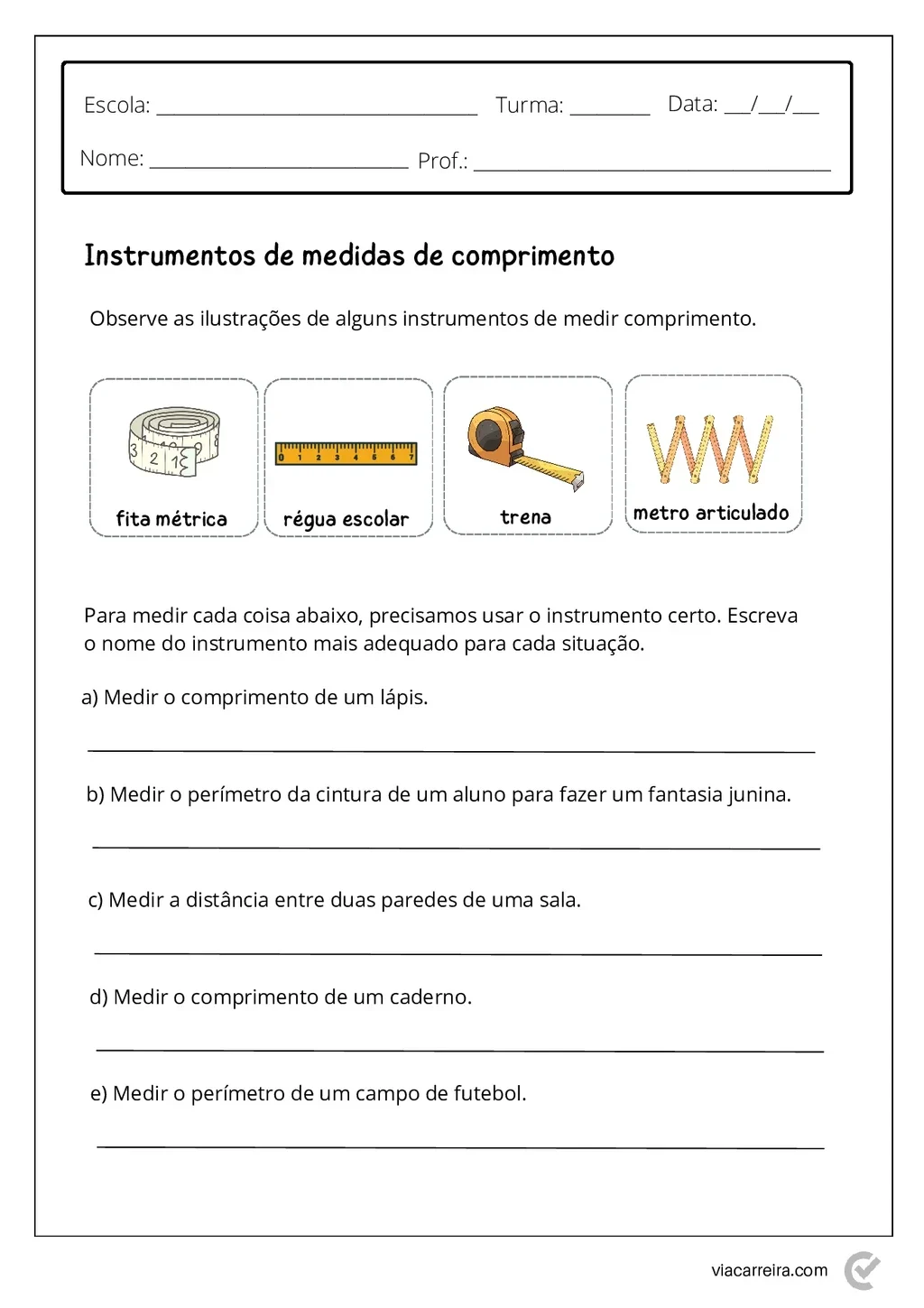 Medidas de Comprimento para 4º e 5º Ano em PDF com 14 Páginas — p1 | Atividades Educação Infantil (ensinoja.com.br)