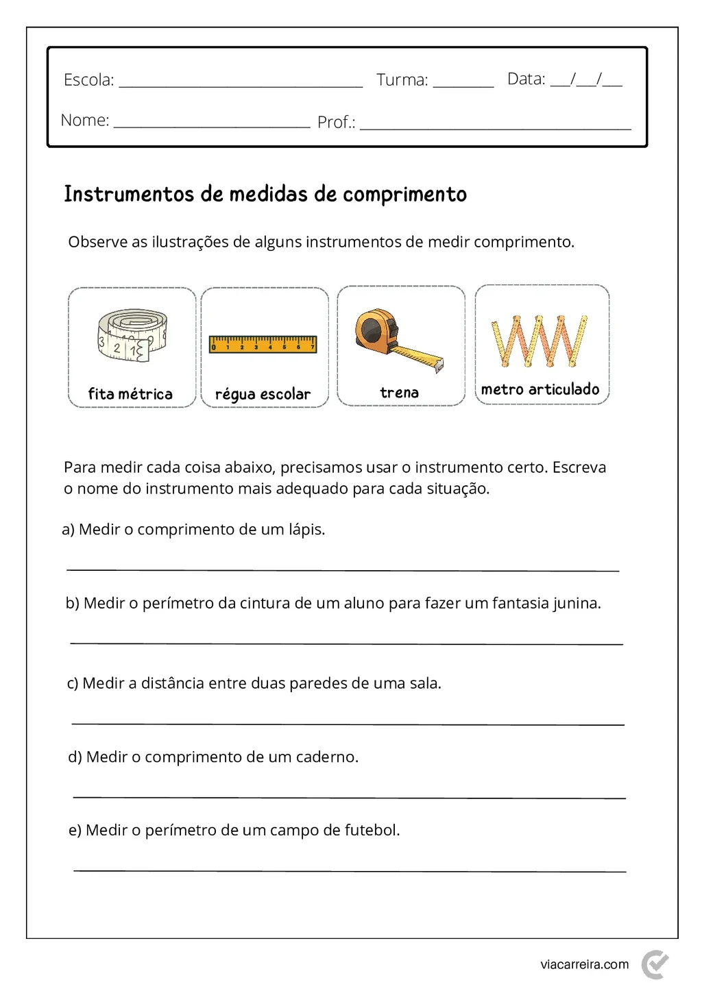 Medidas de Comprimento para 4º e 5º Ano em PDF com 14 Páginas — p1 | Atividades Educação Infantil (ensinoja.com.br)