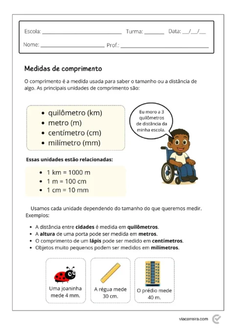 Medidas de Comprimento para 4º e 5º Ano em PDF com 14 Páginas — p2 | Atividades Educação Infantil (ensinoja.com.br)