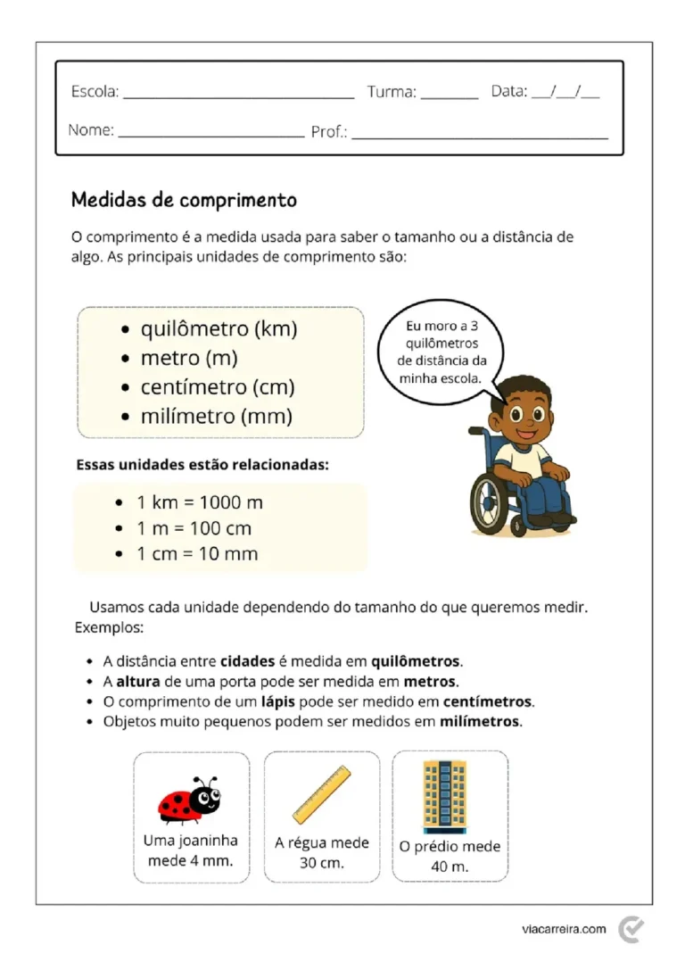 Medidas de Comprimento para 4º e 5º Ano em PDF com 14 Páginas — p2 | Atividades Educação Infantil (ensinoja.com.br)