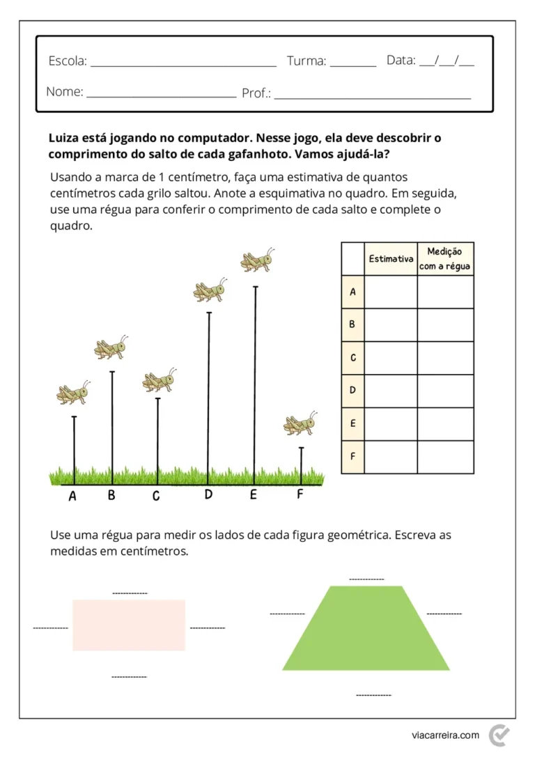 Medidas de Comprimento para 4º e 5º Ano em PDF com 14 Páginas — p3 | Atividades Educação Infantil (ensinoja.com.br)