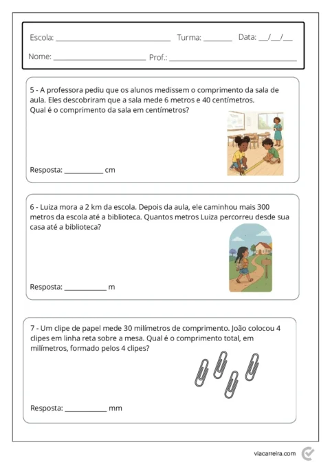 Medidas de Comprimento para 4º e 5º Ano em PDF com 14 Páginas — p6 | Atividades Educação Infantil (ensinoja.com.br)