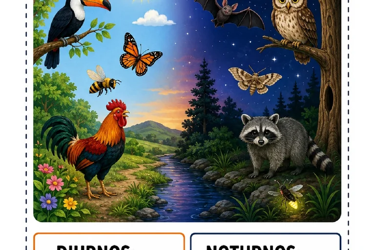 Animais diurnos e noturnos: atividades para imprimir