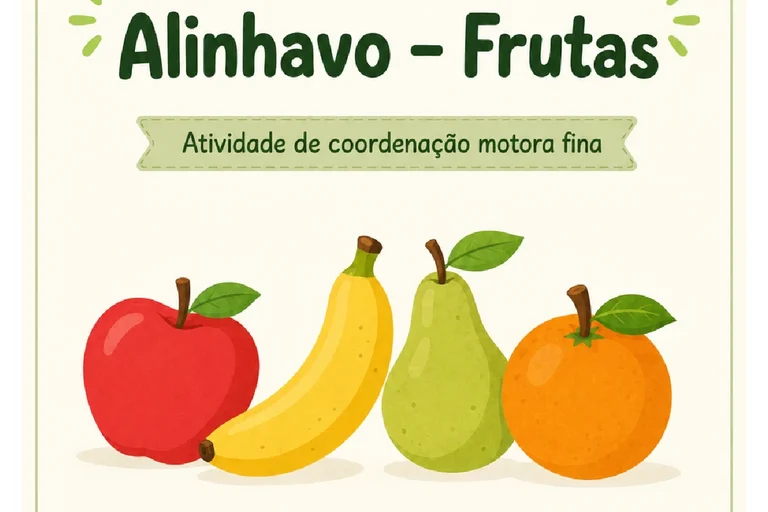 Atividade de alinhavo com frutas na Educação Infantil