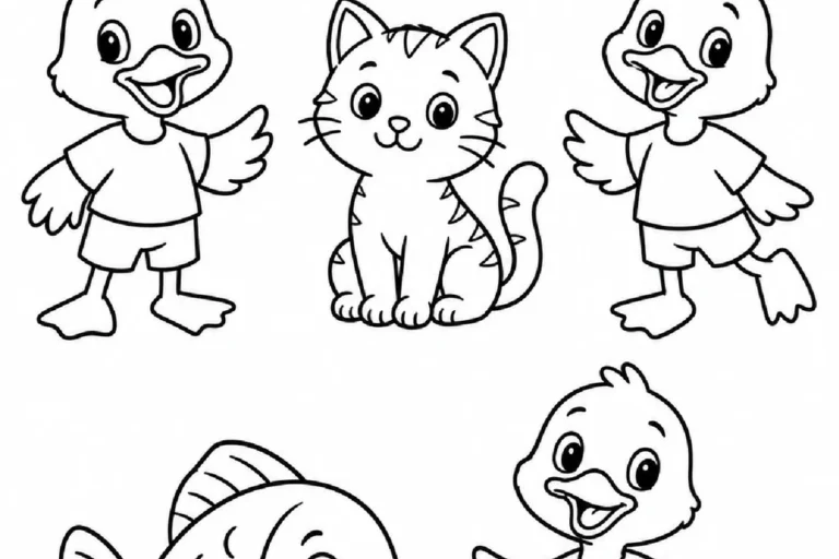 Atividade de Pré II para identificar e colorir patos entre diferentes animais