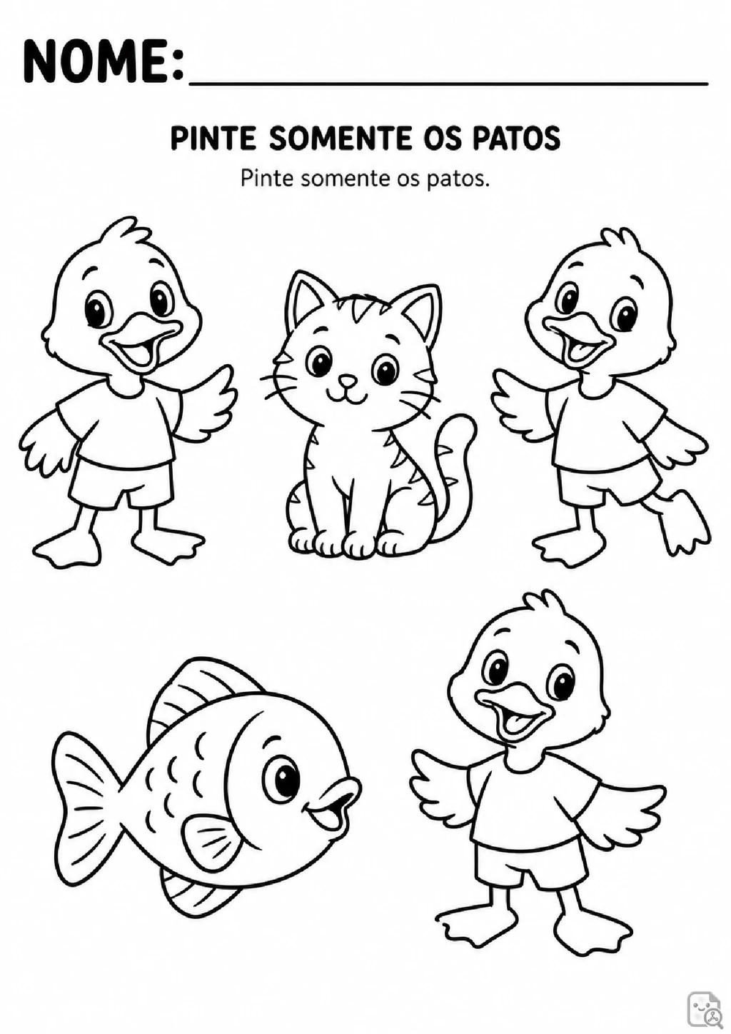 Atividades com Pato para Pré II: Colorir e Aprender
