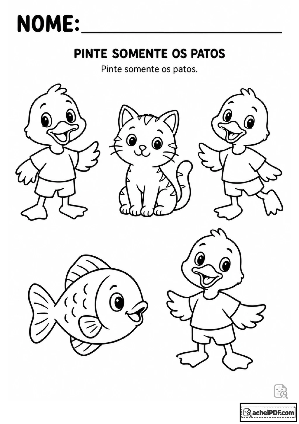 Atividades com Pato para Pré II: Colorir e Aprender