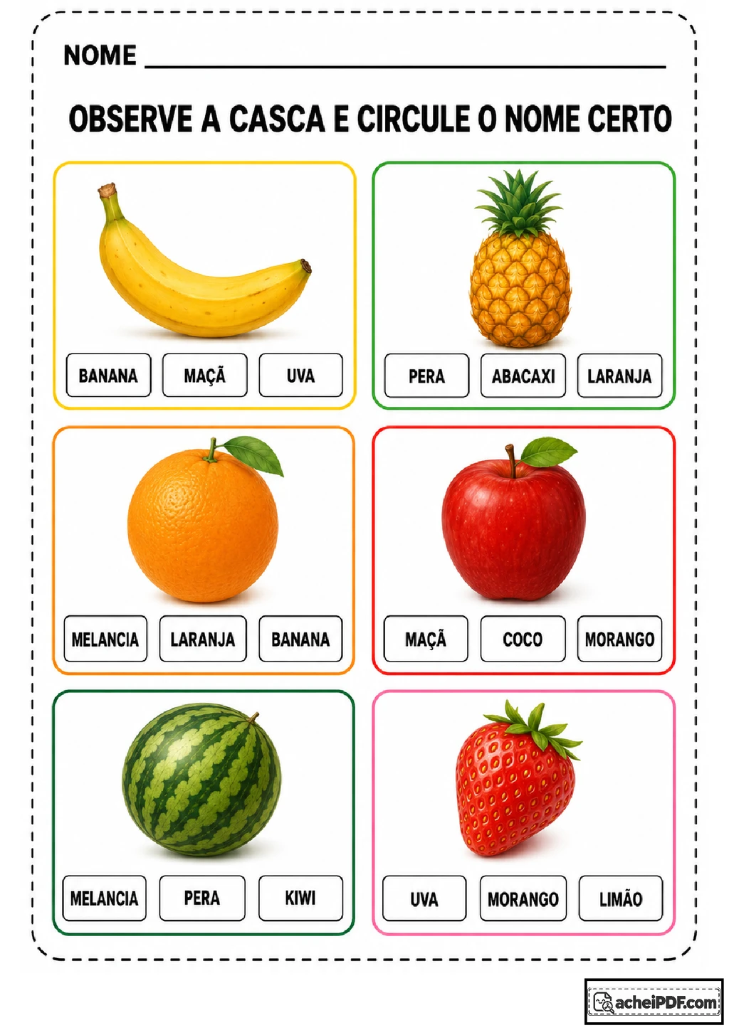 Atividades com frutas e cascas para Educação Infantil