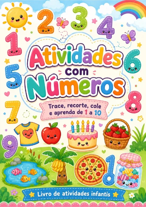 Atividades com números de 1 a 10 para traçar e colar