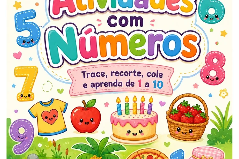 Atividades com números de 1 a 10 para traçar e colar