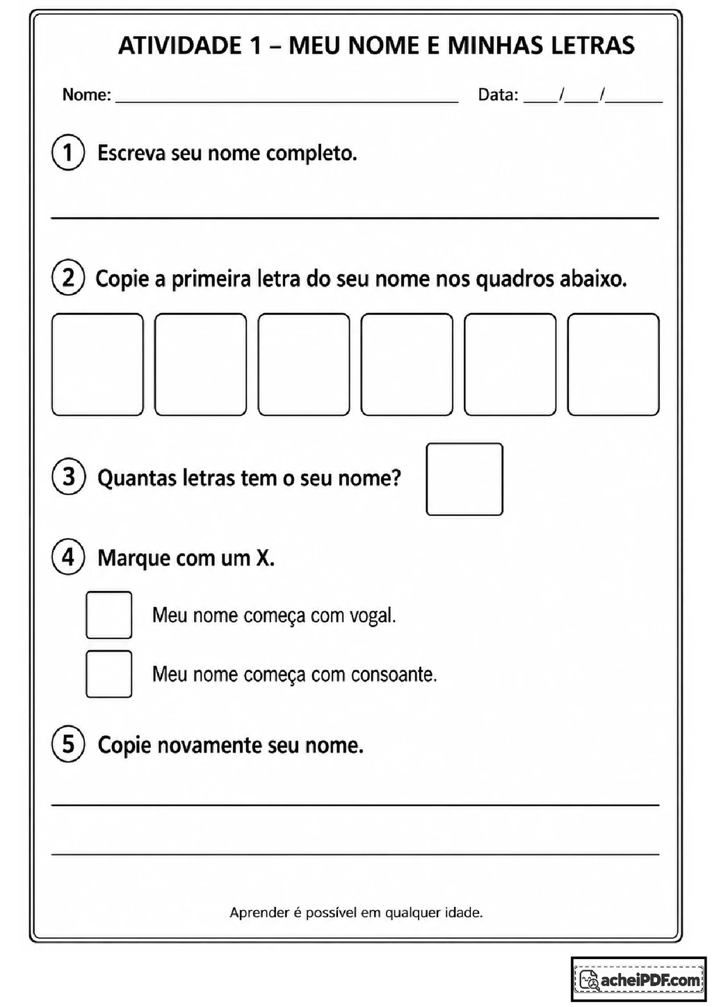 Atividades de alfabetização com palavras do cotidiano