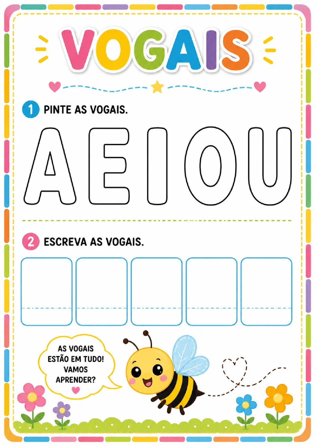 Atividades de alfabetização com vogais e sílabas