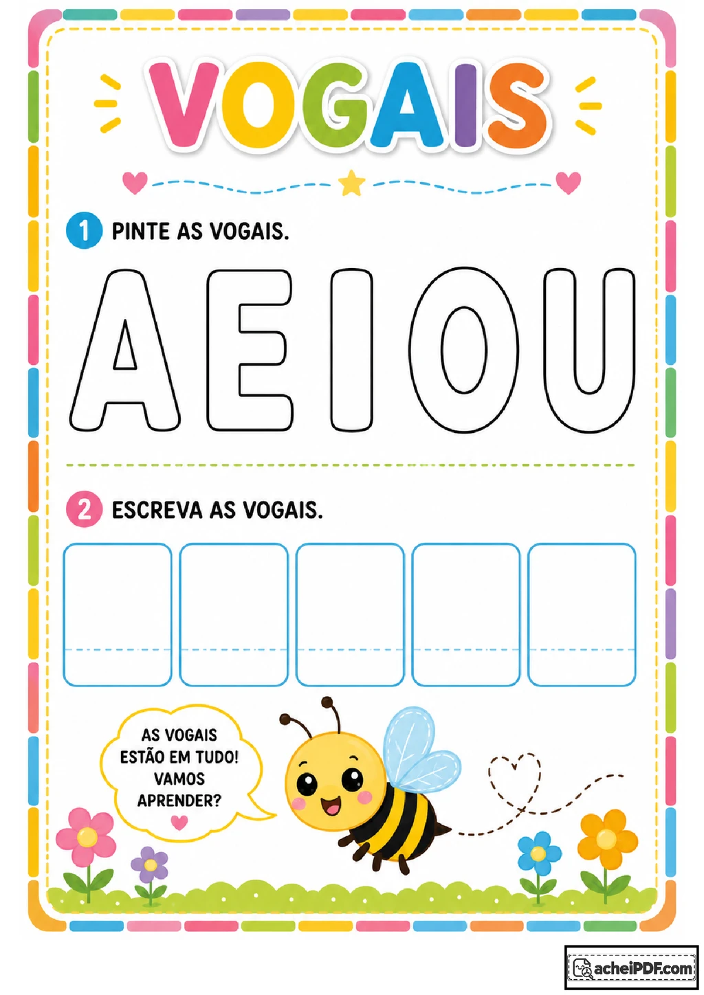 Atividades de alfabetização com vogais e sílabas
