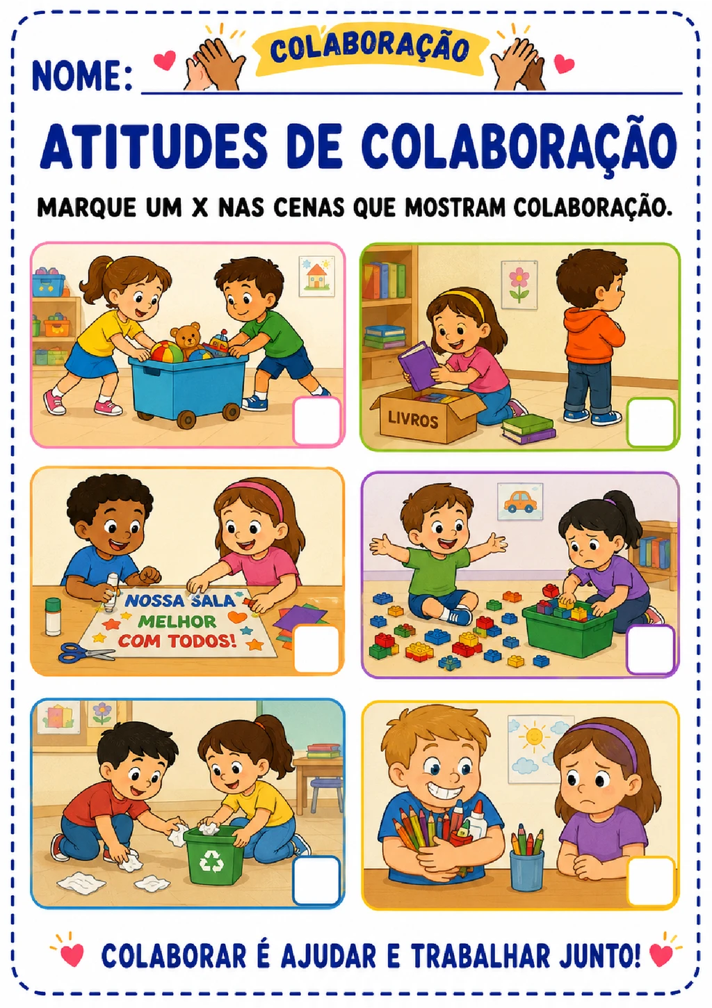 Atividades de colaboração para Educação Infantil