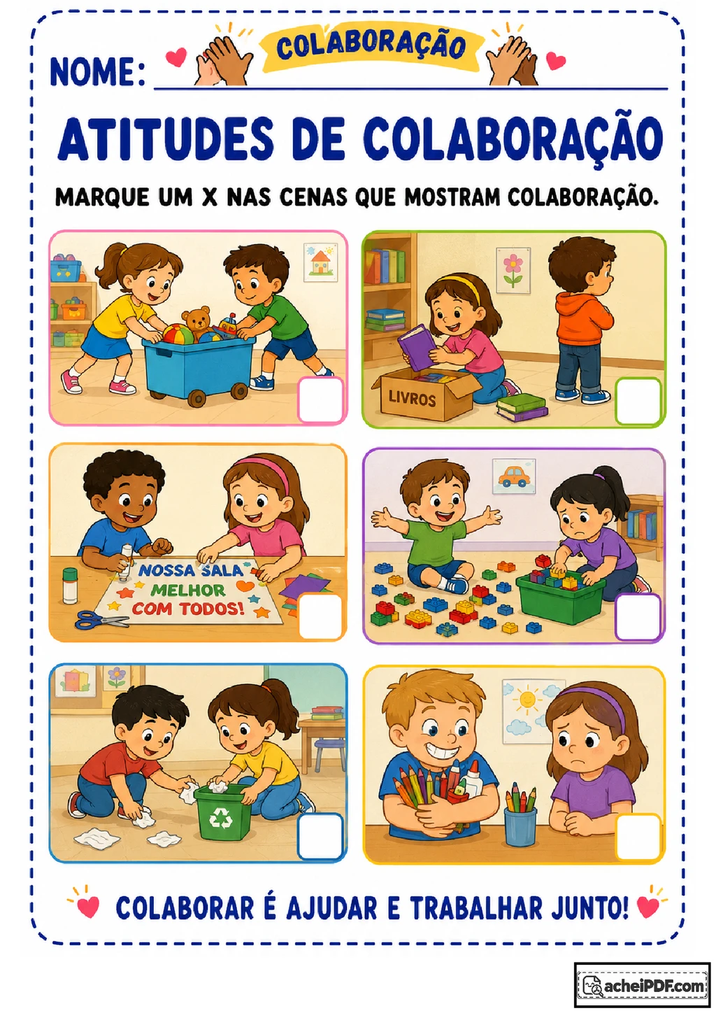 Atividades de colaboração para Educação Infantil