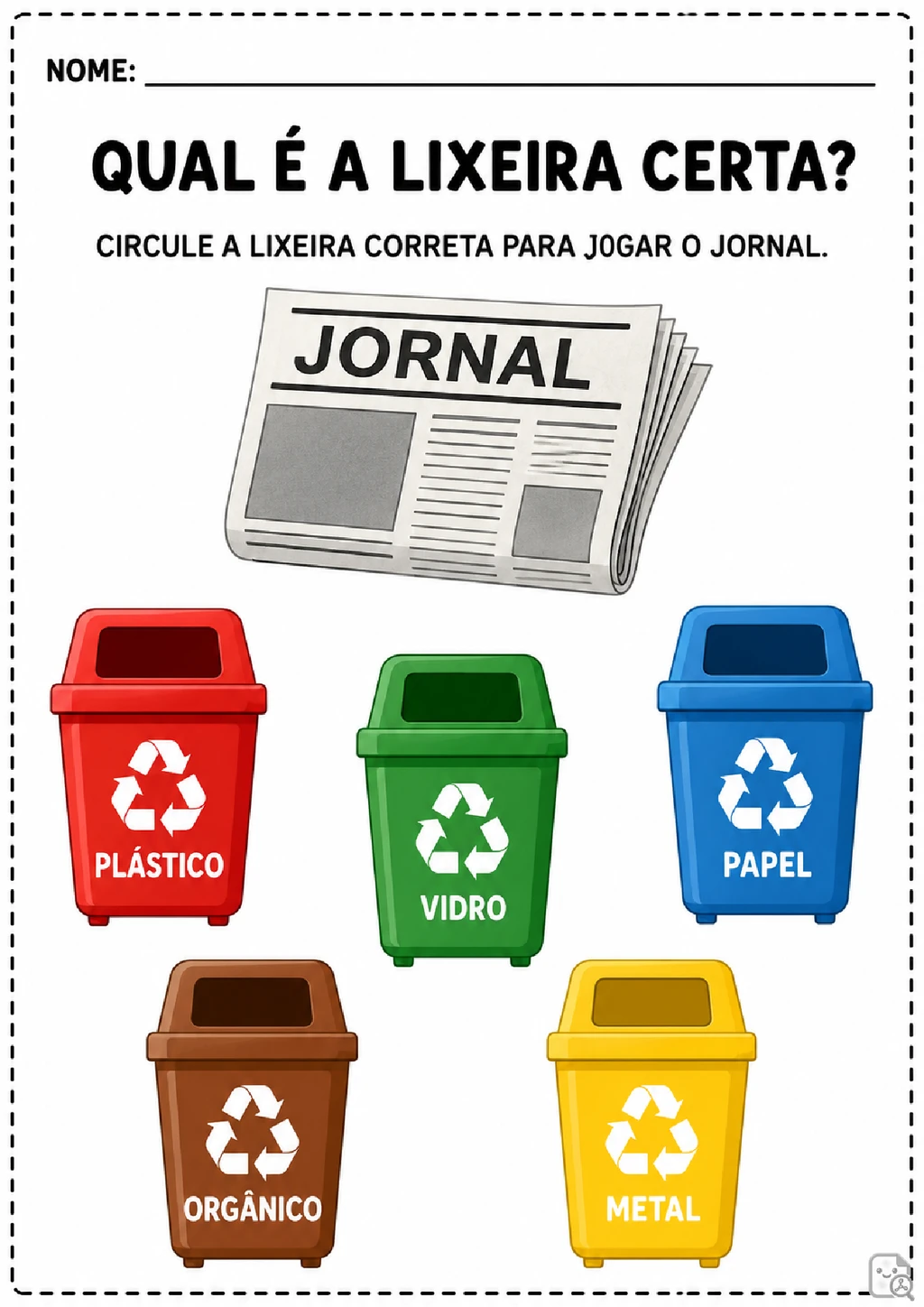 Atividades de coleta seletiva para imprimir em A4