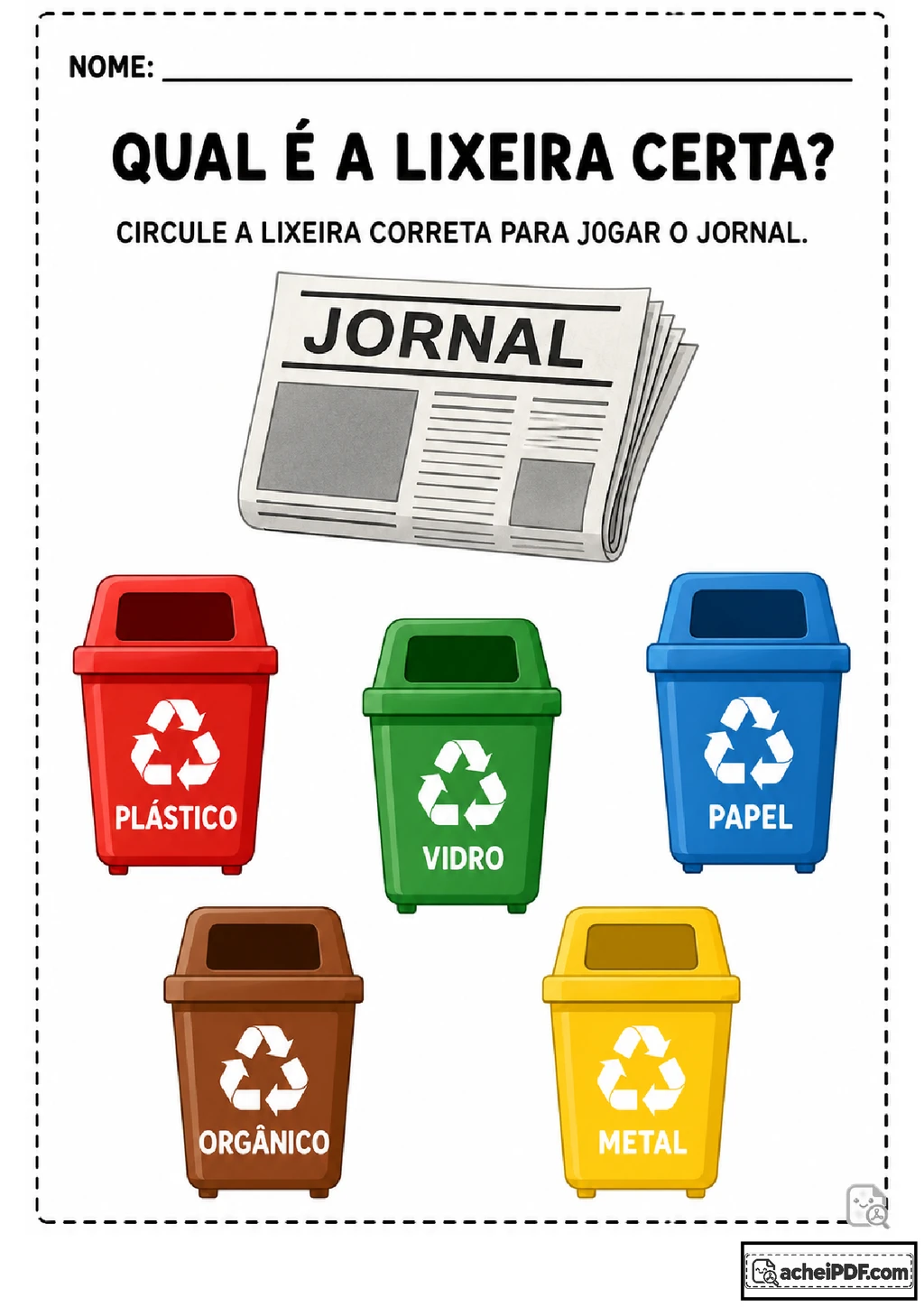 Atividades de coleta seletiva para imprimir em A4