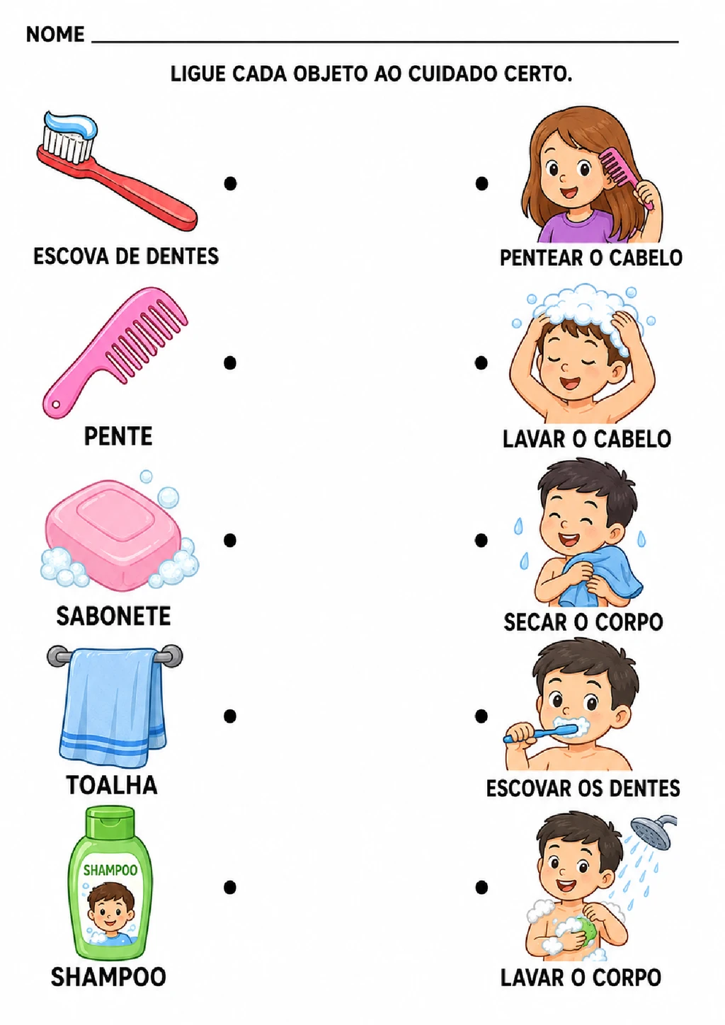 Atividades de higiene pessoal para Educação Infantil