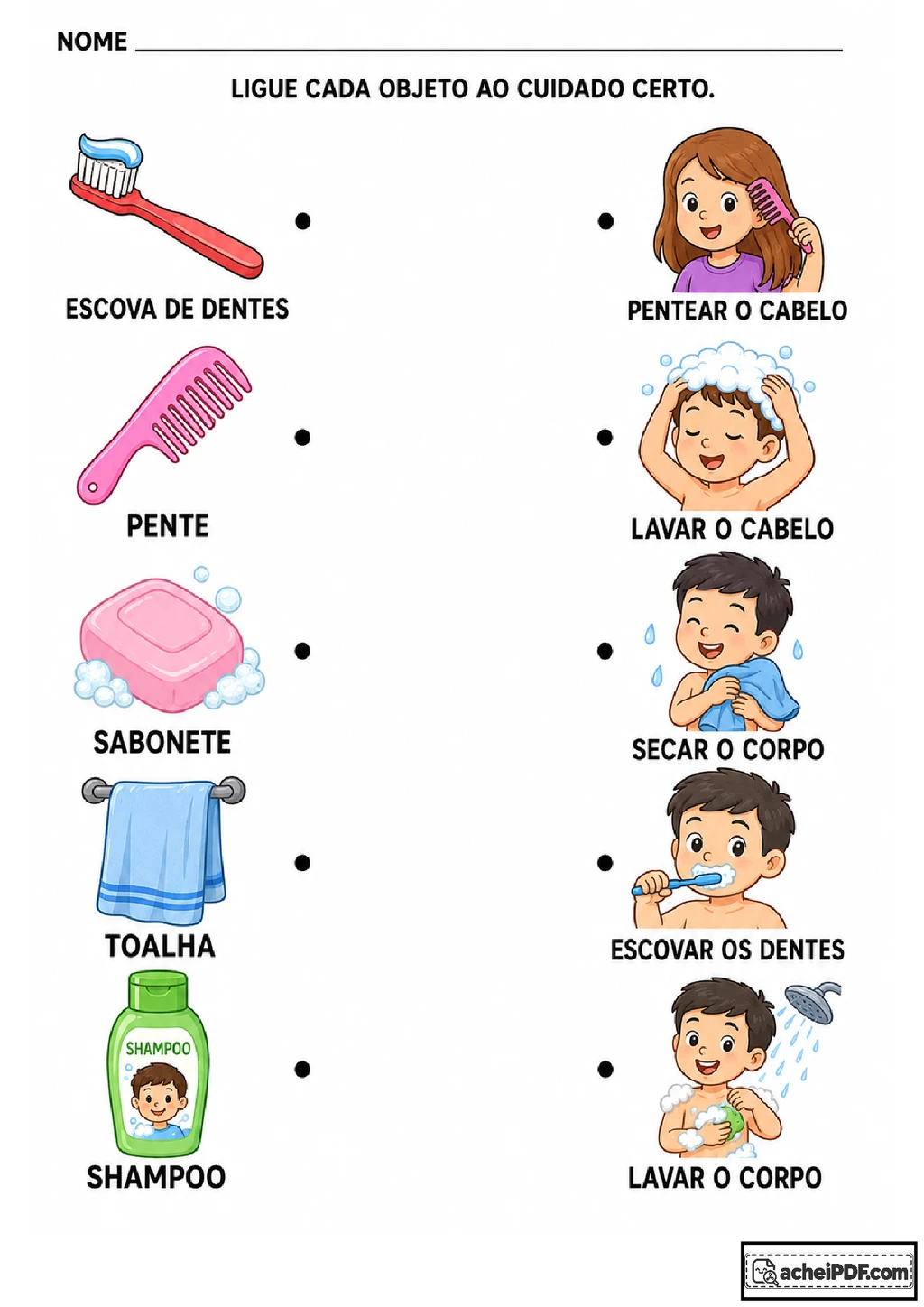 Atividades de higiene pessoal para Educação Infantil