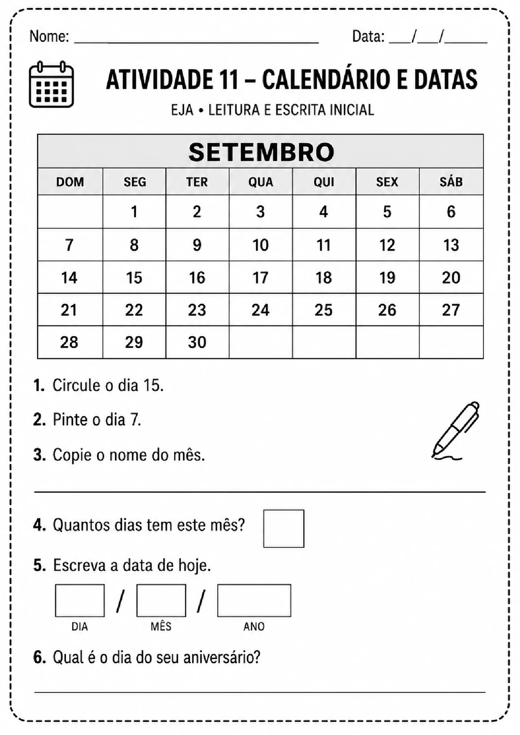 Atividades de leitura do cotidiano para alfabetização