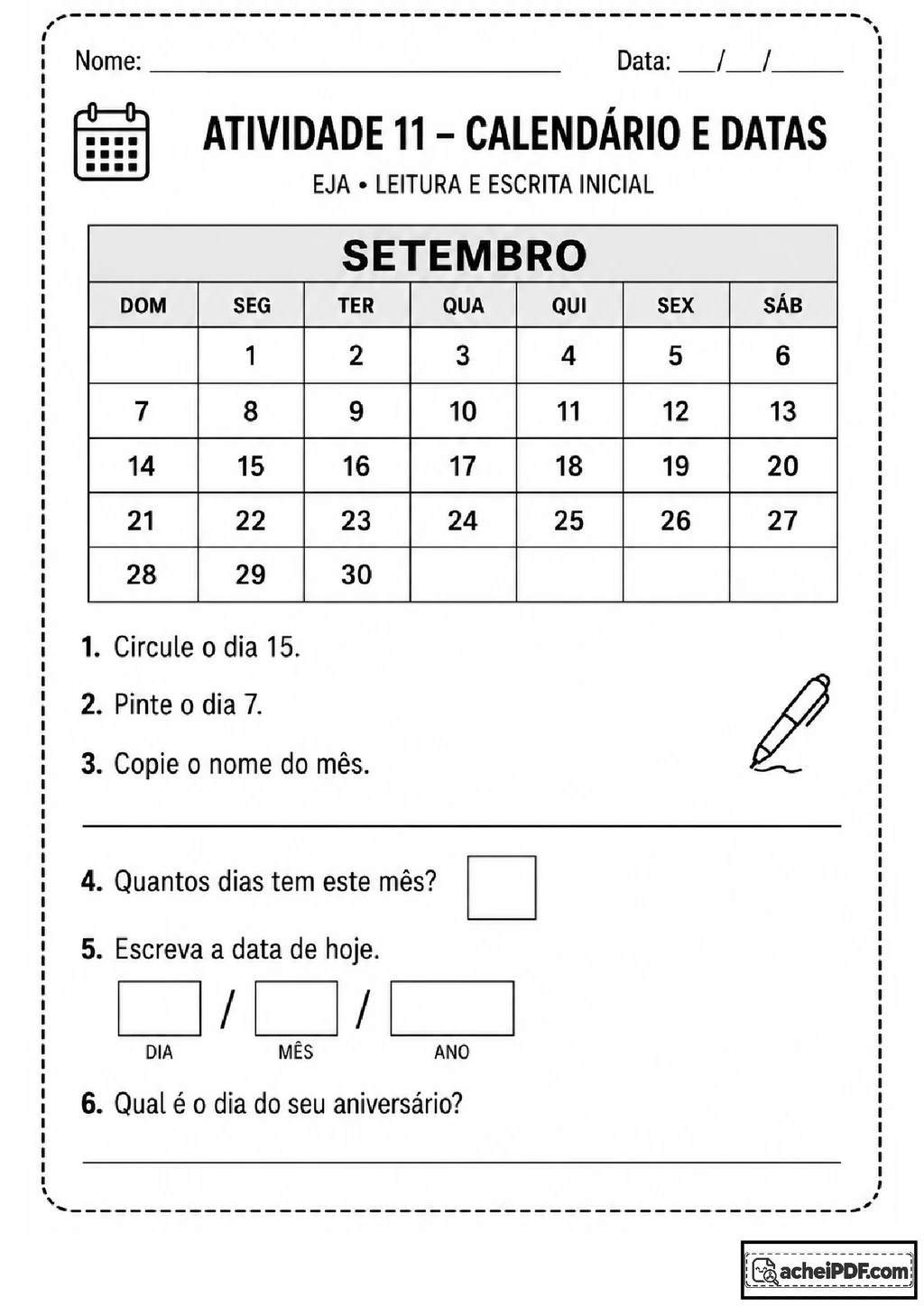 Atividades de leitura do cotidiano para alfabetização