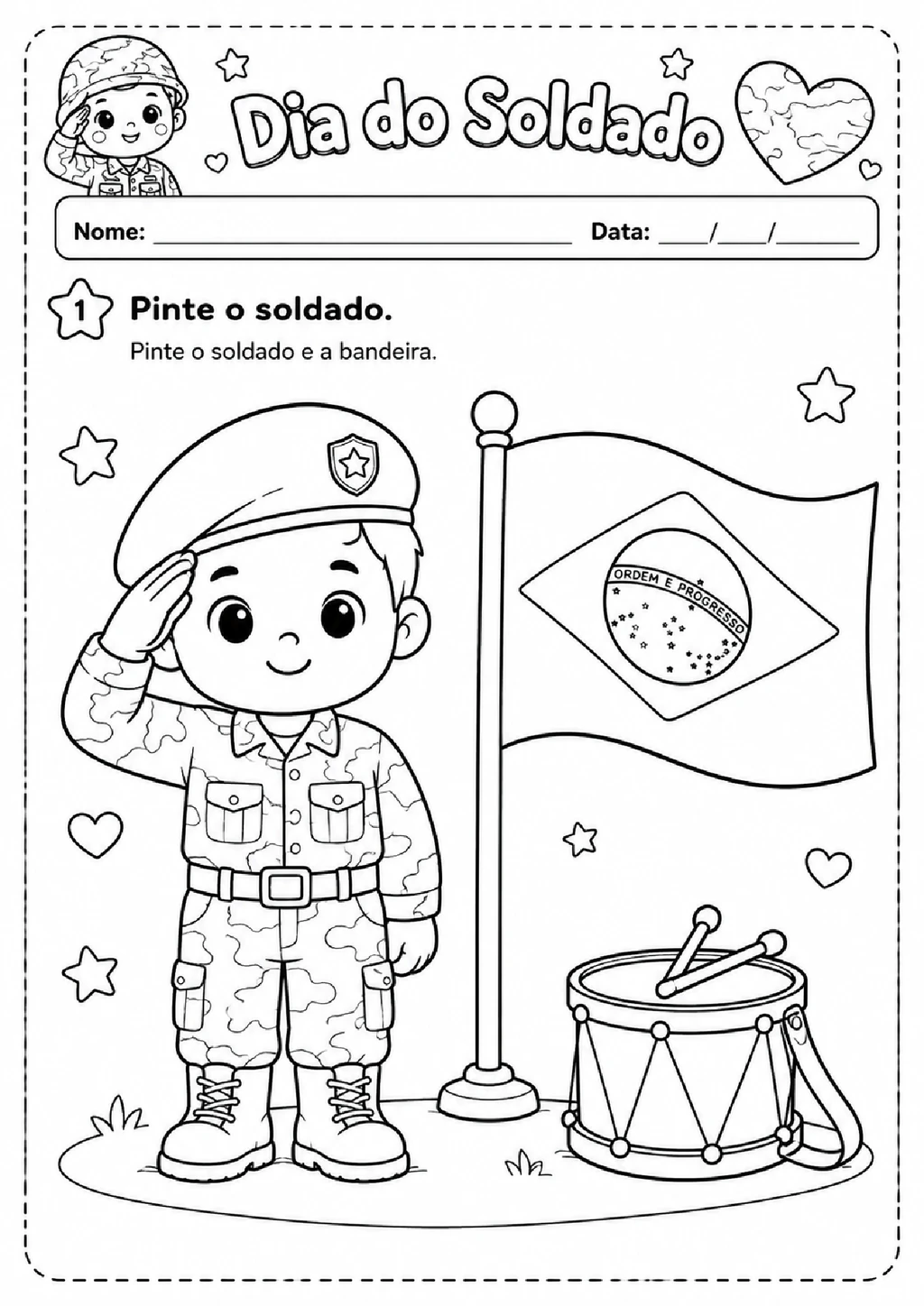 Atividades do Dia do Soldado para imprimir em PDF