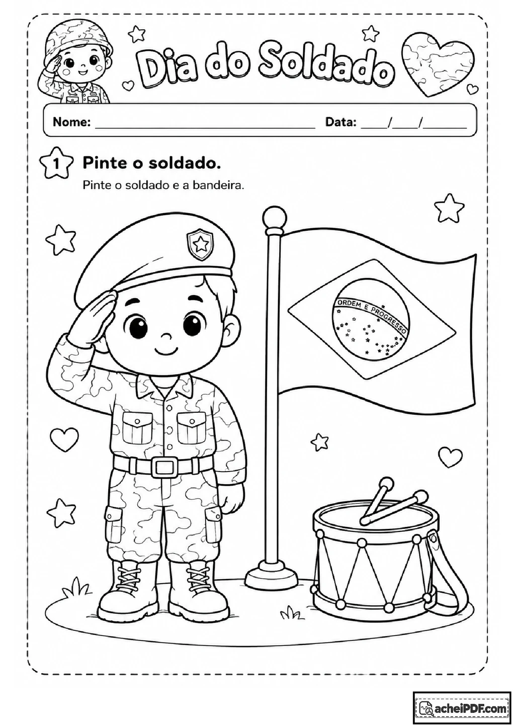 Atividades do Dia do Soldado para imprimir em PDF