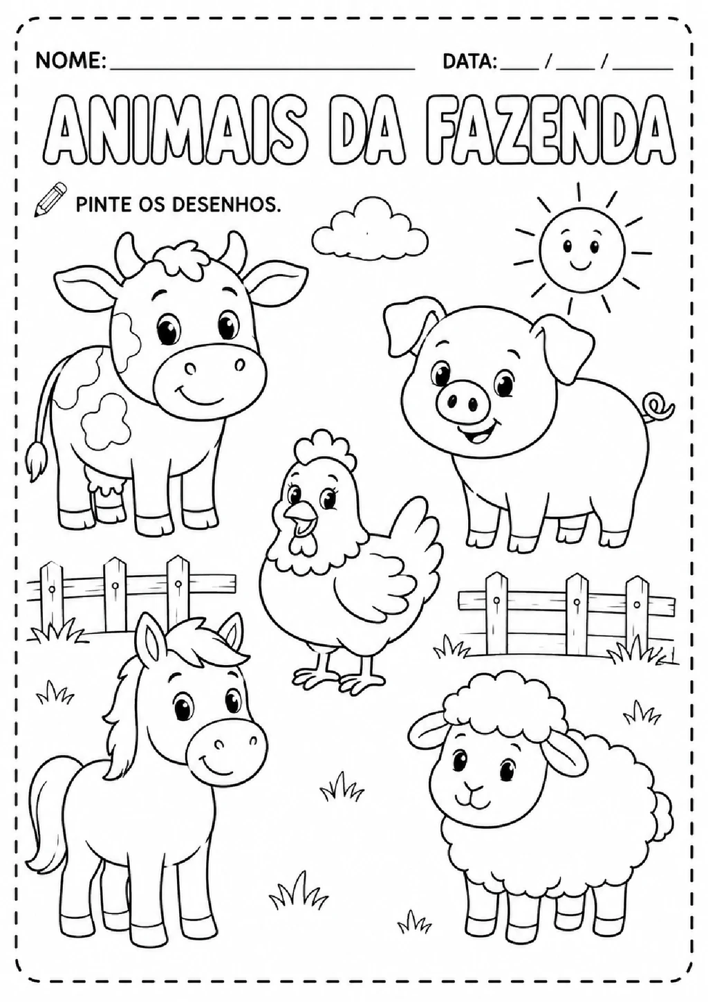 Atividades para colorir: animais, números e vogais