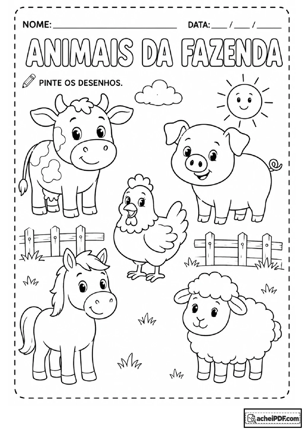 Atividades para colorir: animais, números e vogais