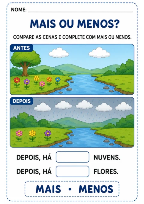 Atividades sobre natureza e mudanças para imprimir