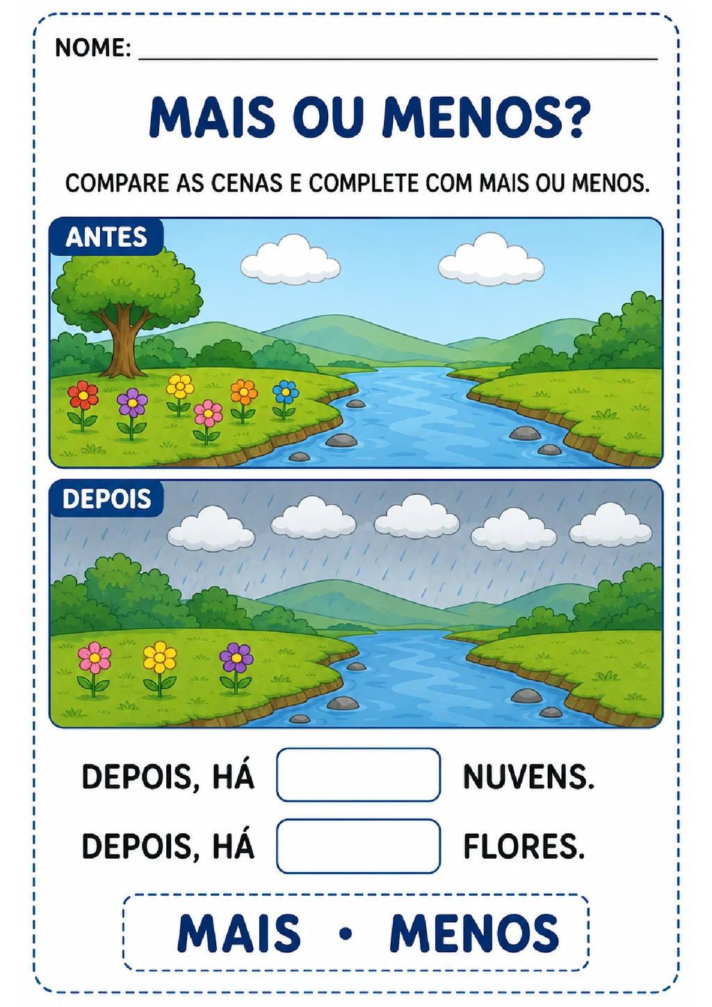Atividades sobre natureza e mudanças para imprimir
