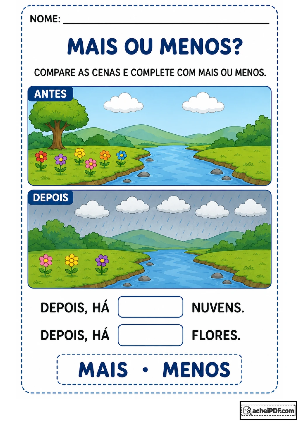 Atividades sobre natureza e mudanças para imprimir