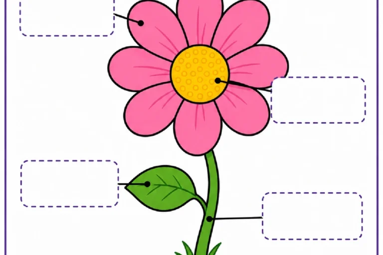 Atividade para recortar os nomes das partes da flor e colá-los nos espaços indicados pelas setas.
