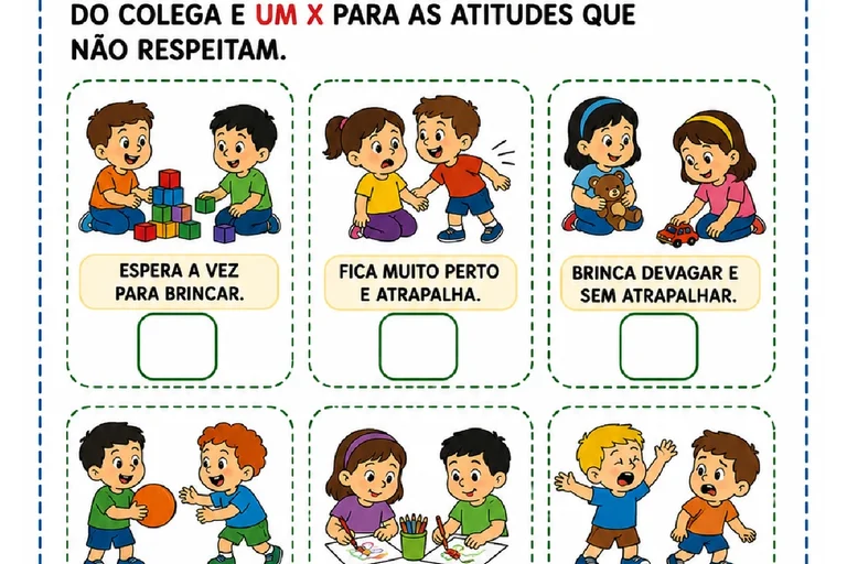 Atividades sobre respeito ao espaço do colega