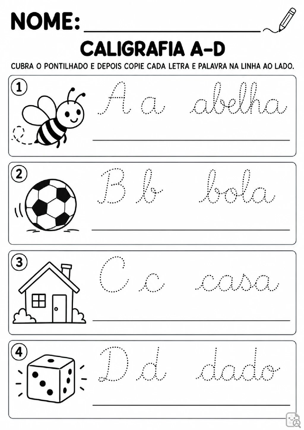 Caligrafia Alfabética com Textos e Interpretação