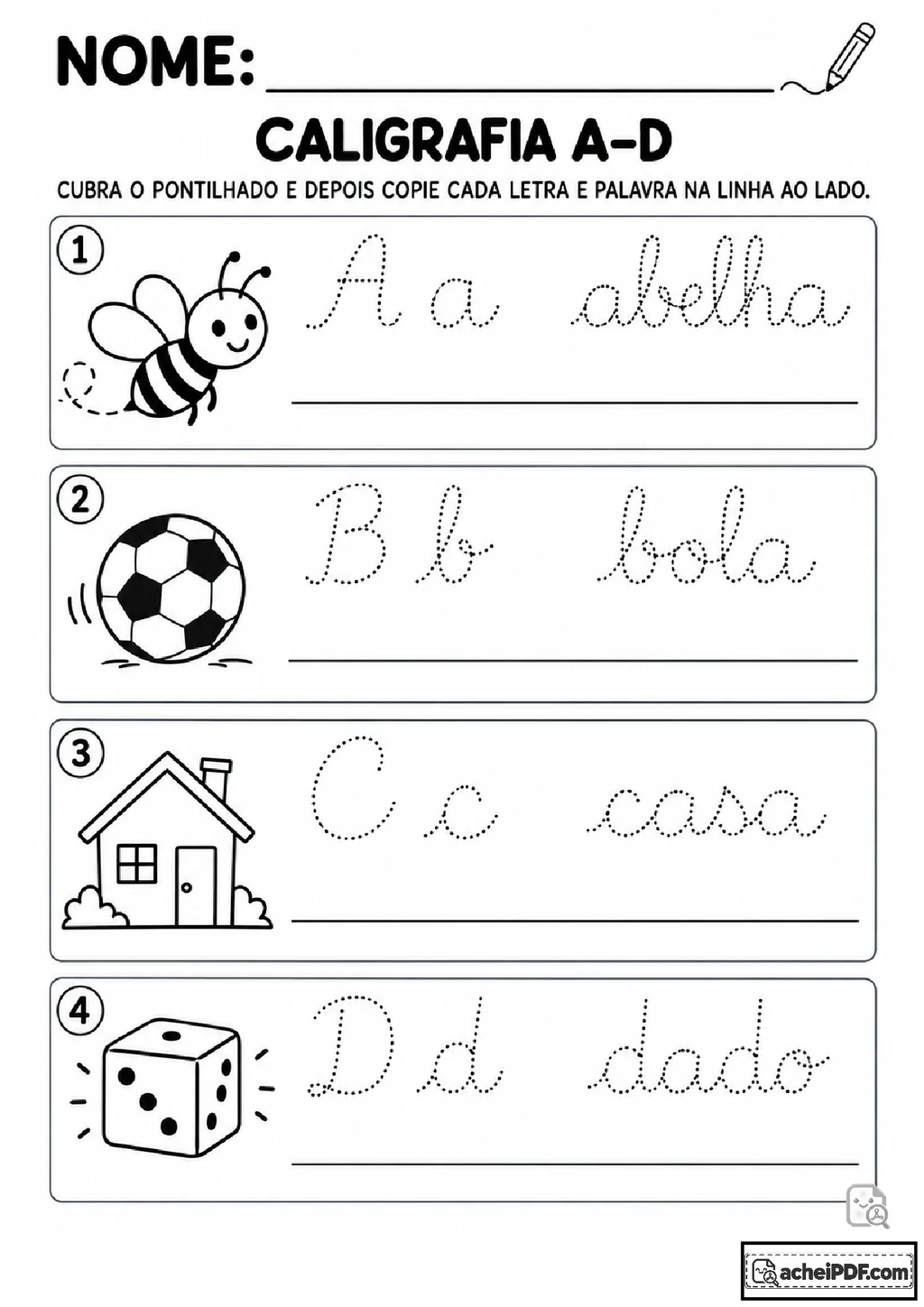Caligrafia Alfabética com Textos e Interpretação