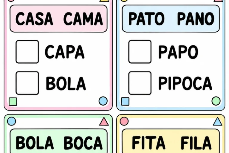 Atividade de Português para o 1º ano com palavras da mesma família de sílaba inicial para marcar com X