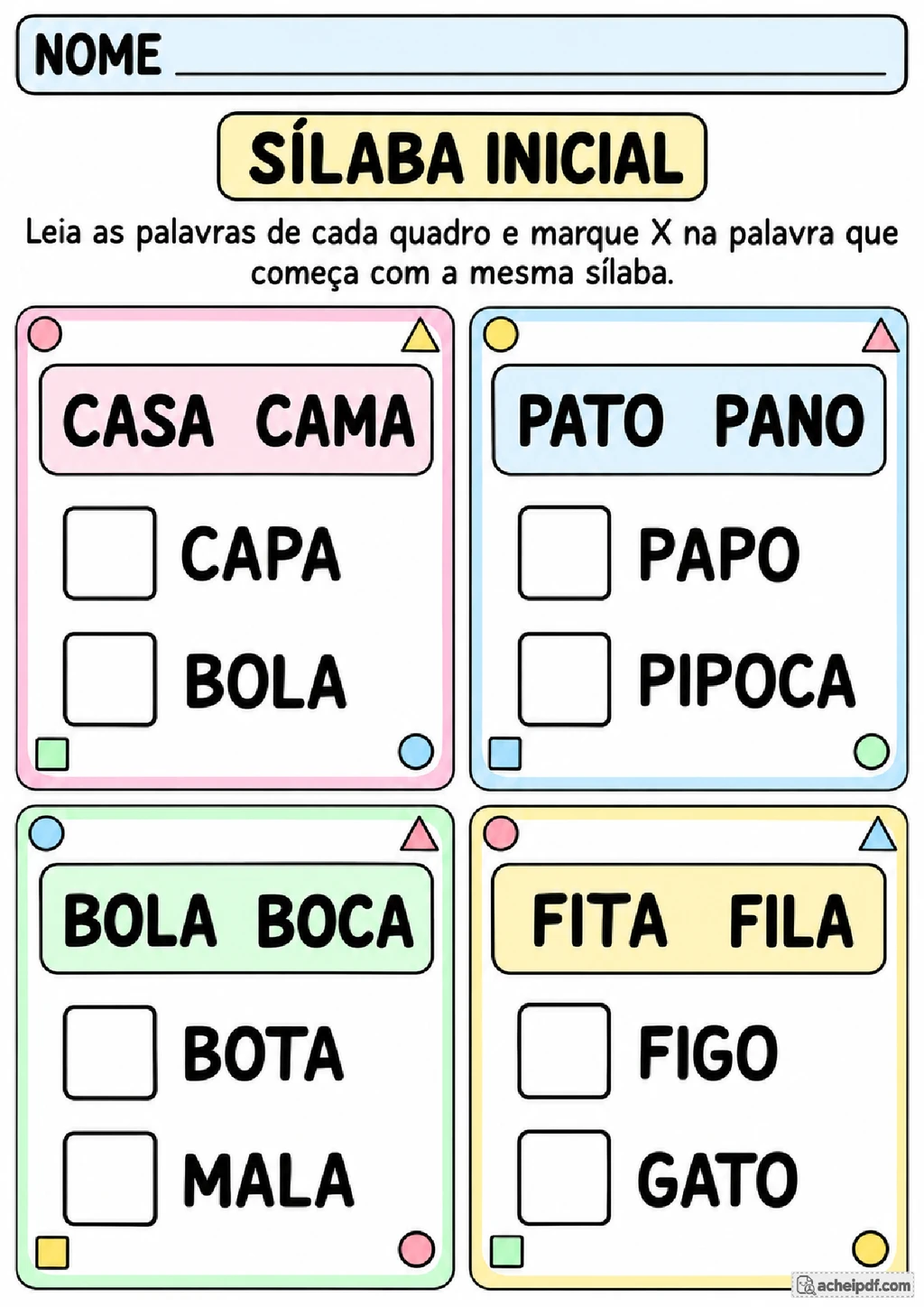 Atividades de Português para o 1º Ano: Sílabas e Palavras
