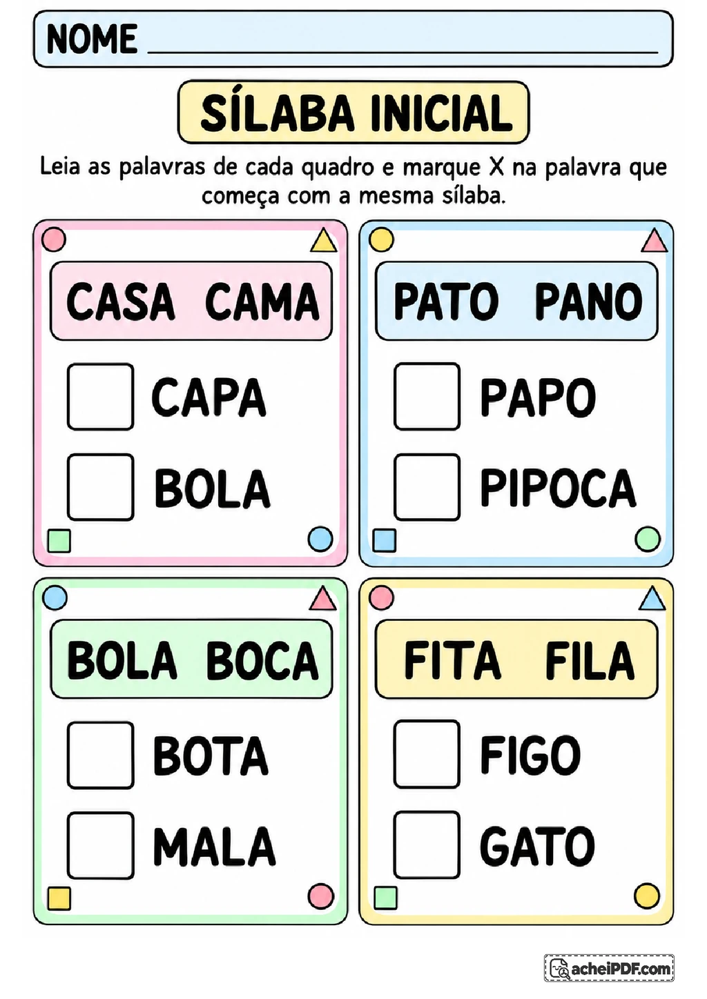 Atividades de Português para o 1º Ano: Sílabas e Palavras