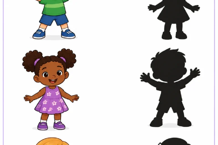 Crianças e sombras em atividade de associação visual sobre identidade para o Maternal II