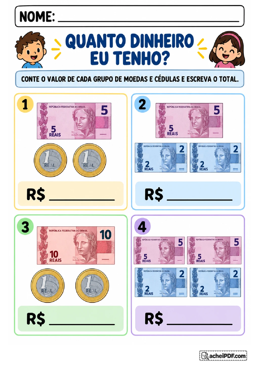 Quanto Dinheiro Eu Tenho? Atividades com Moedas e Cédulas no 2º ano