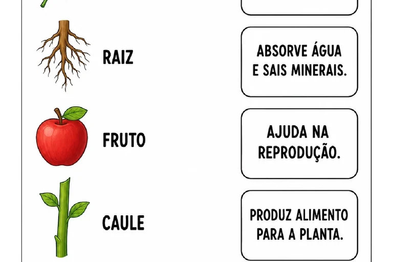 Partes da planta: atividades de ligação e funções
