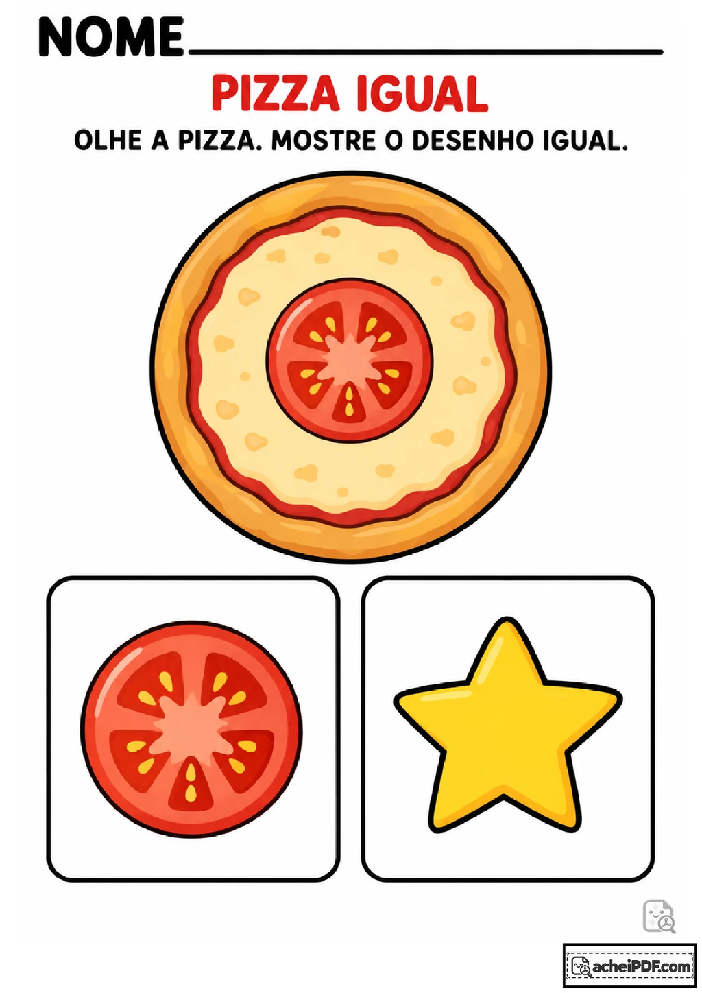 Jogo de Pizza com Associação Visual para Bebês / Berçário