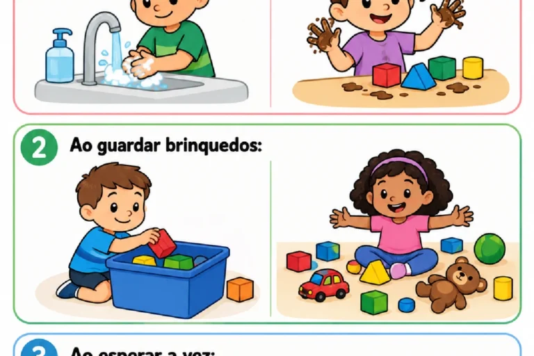 Atividade de autocuidado e convivência com cenas para circular a atitude adequada para o Pré II