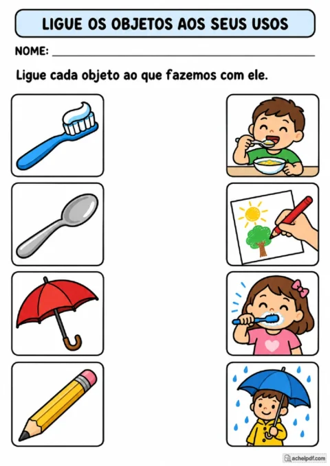 Associação de objetos do cotidiano às suas funções em atividade visual para o Pré II