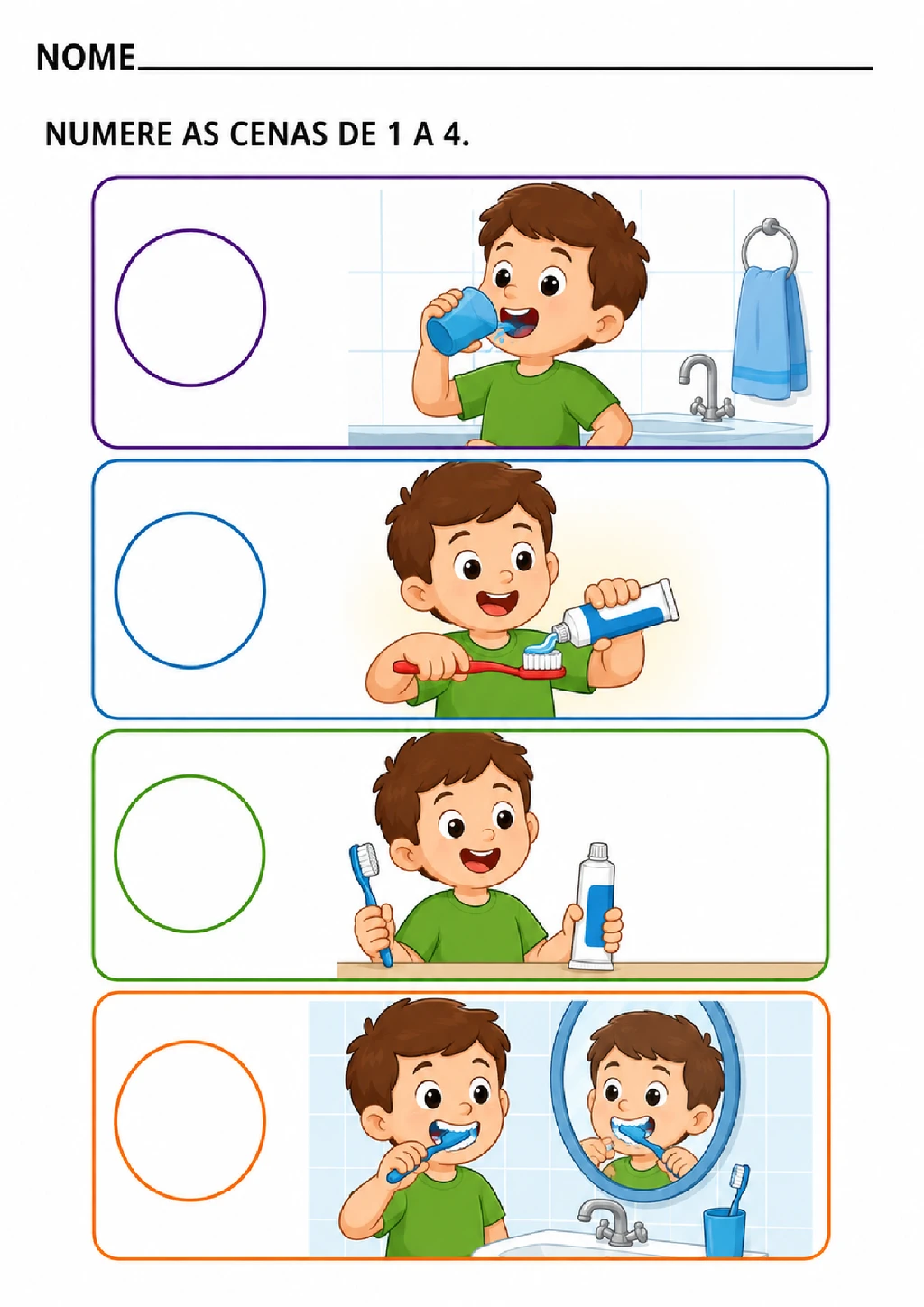 Sequência da escovação: atividades para Educação Infantil