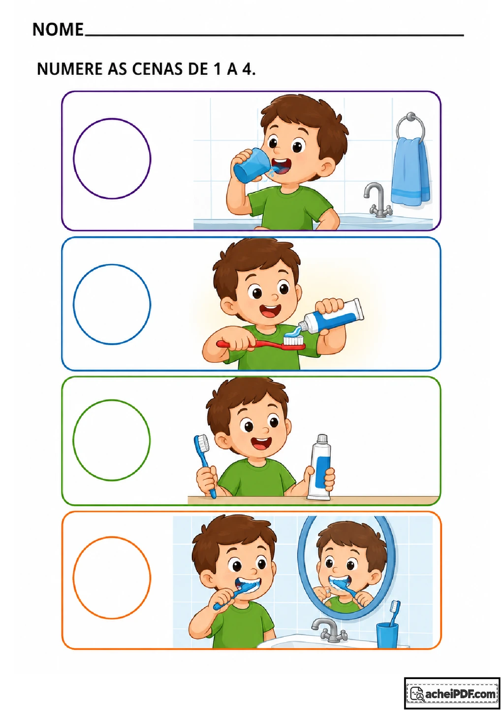 Sequência da escovação: atividades para Educação Infantil