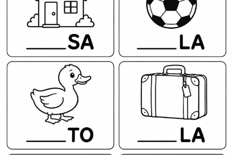 Atividade do 1º ano para completar palavras com a sílaba inicial que falta a partir de figuras