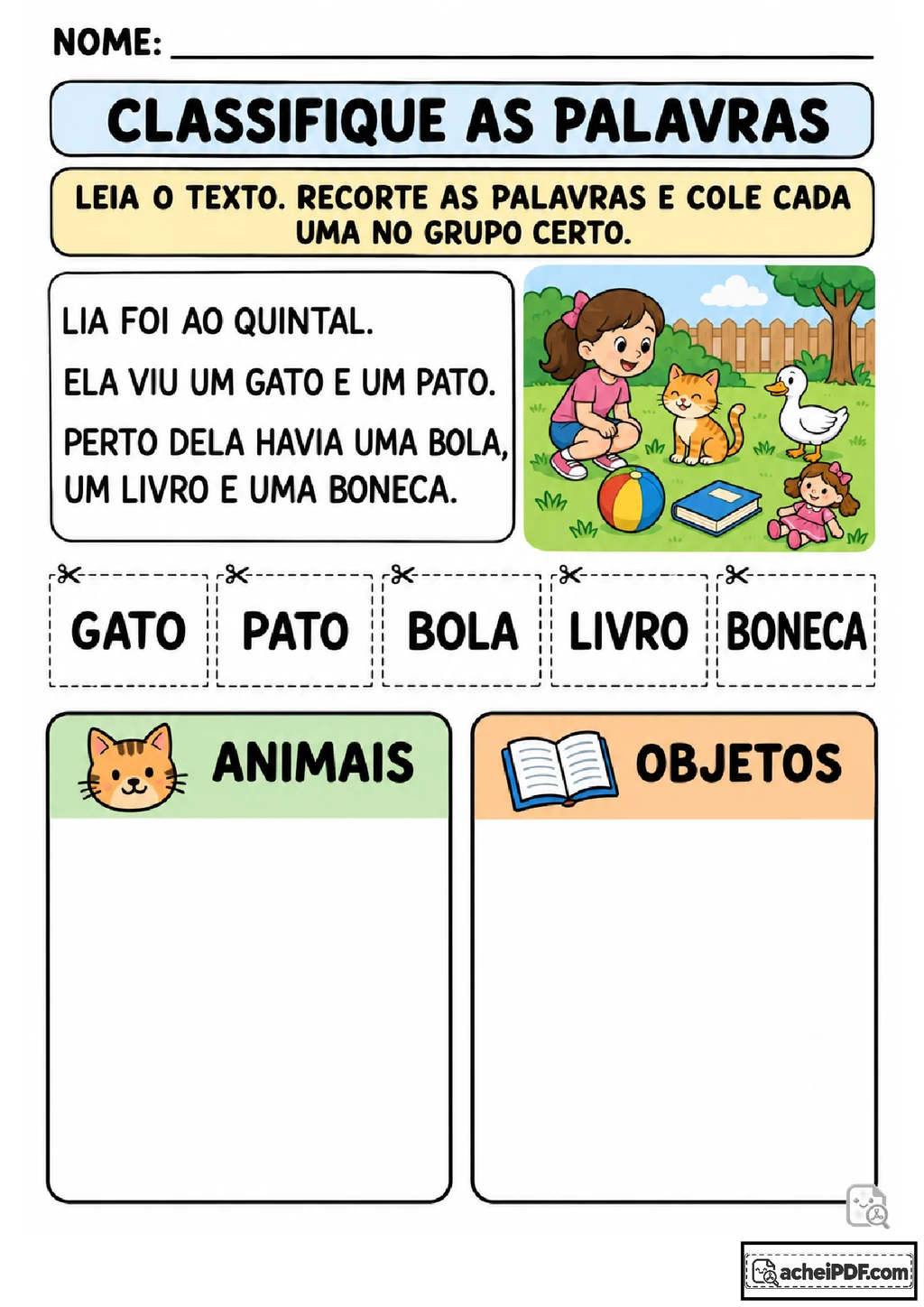 Textos Curtos para Leitura e Compreensão no 1º ano