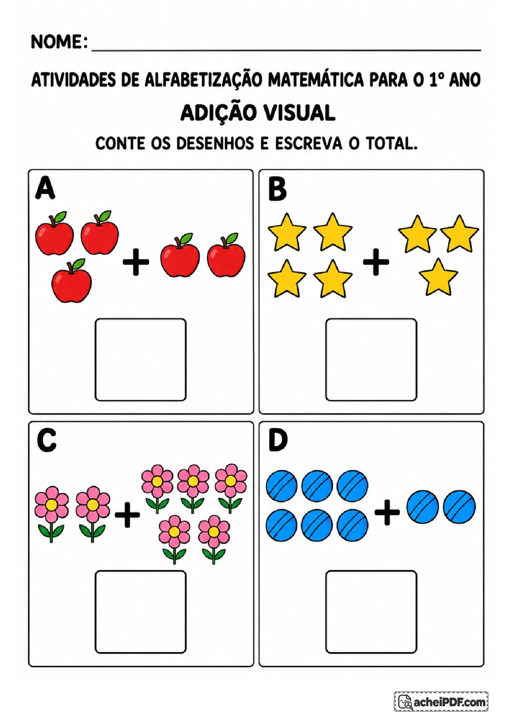 Contagem, Adição e Gráficos para o 1º ano